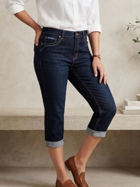 Embroidered Dark Indigo Capri Jeans - MARINE LAYER